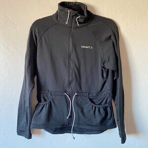 Craft Jacket Womens Medium Black Drawstring Waist Back Pocket Active Jacket